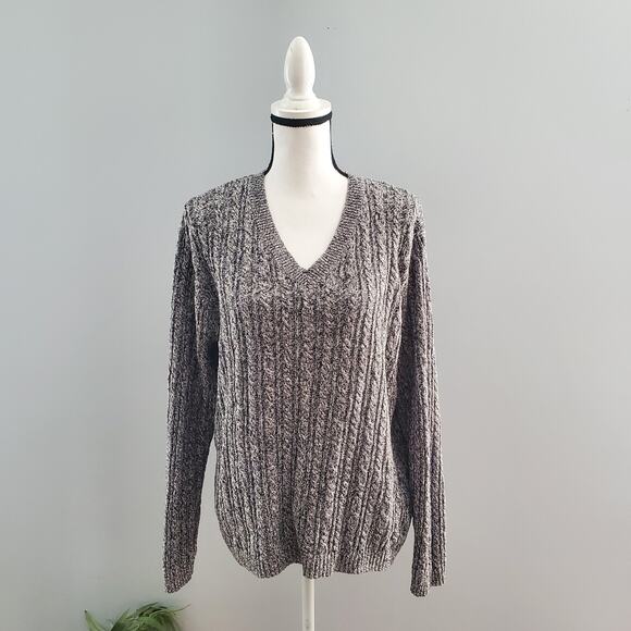 Croft & Barrow V-Neck Cable Knit Sweater L - Picture 1 of 7